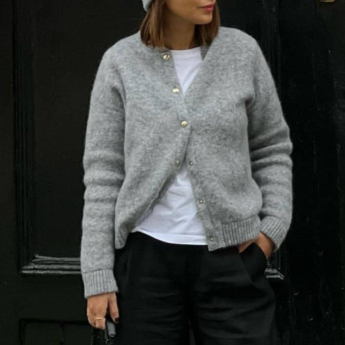 Damen Kuscheliger Strickcardigan mit Knopfleiste und Taschen Drune