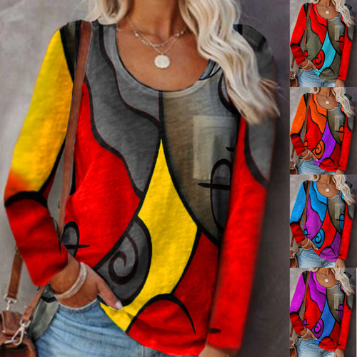 Damen Langarmshirt mit abstraktem Farbstreifenprint und lockerem Schnitt Drune
