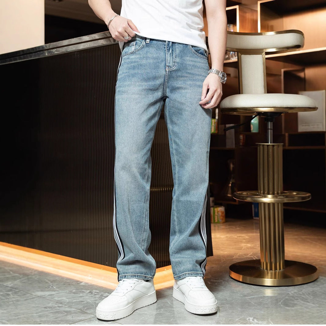 Herren Relaxed Fit Jeans mit kontrastierenden Seitenstreifen und hohem Tragekomfort Drune