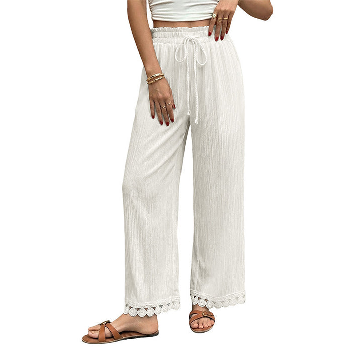 Damen Weite Sommerhose mit Spitzenabschluss Drune