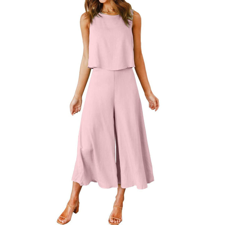 Damen bequemer Jumpsuit mit weitem Bein und schulterfreiem Design Drune