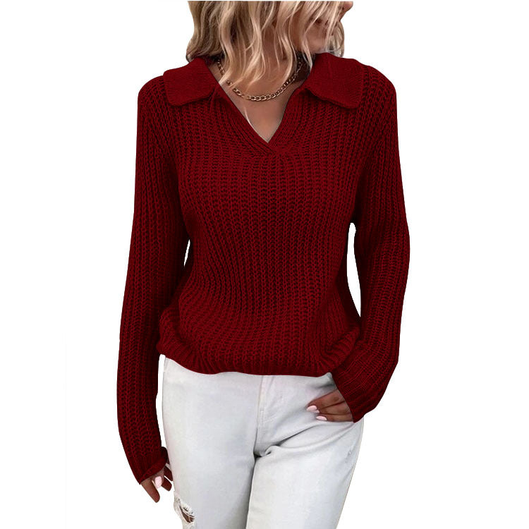 Damen Strickpullover mit strukturiertem Design und modernem V-Ausschnitt Drune