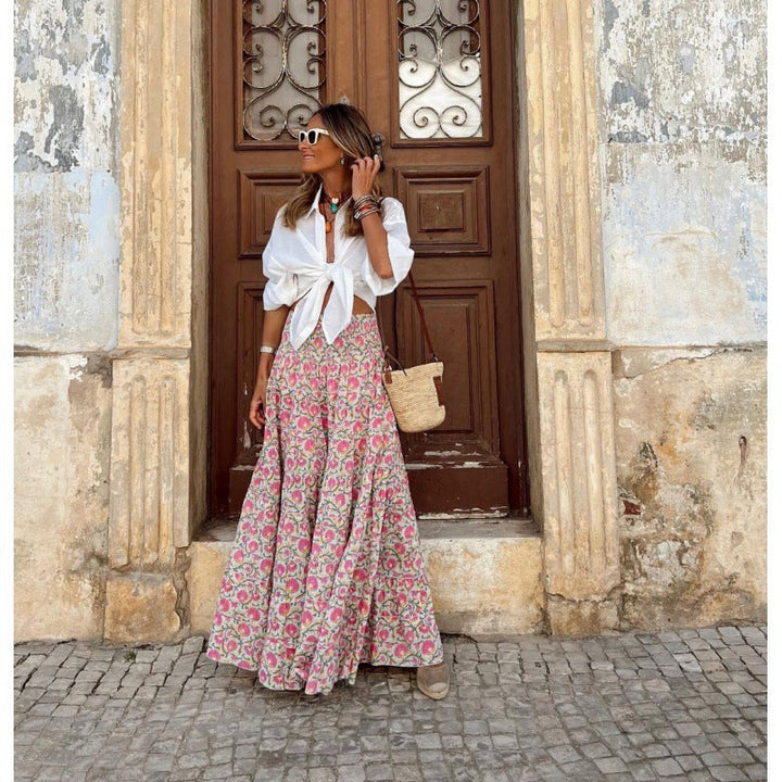 Damen Maxi-Rock mit floralem Muster Drune