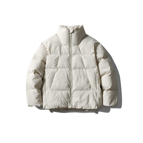Unisex Kurz geschnittene quadratische Stepp‑Pufferjacke mit hohem Funnel‑Kragen und verstellbarem Saum Drune