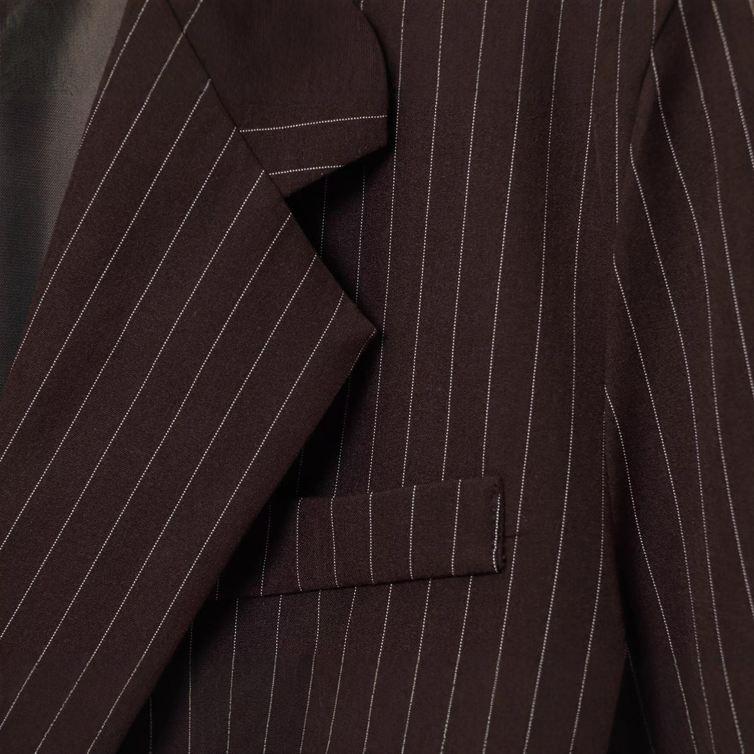 Damen Doppelreihiger Nadelstreifen-Blazer in Oversize-Passform Drune