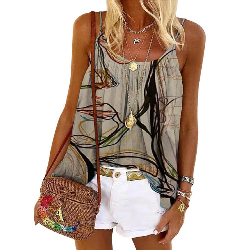 Damen Sommerliches Tanktop mit modischem Marmormuster Drune