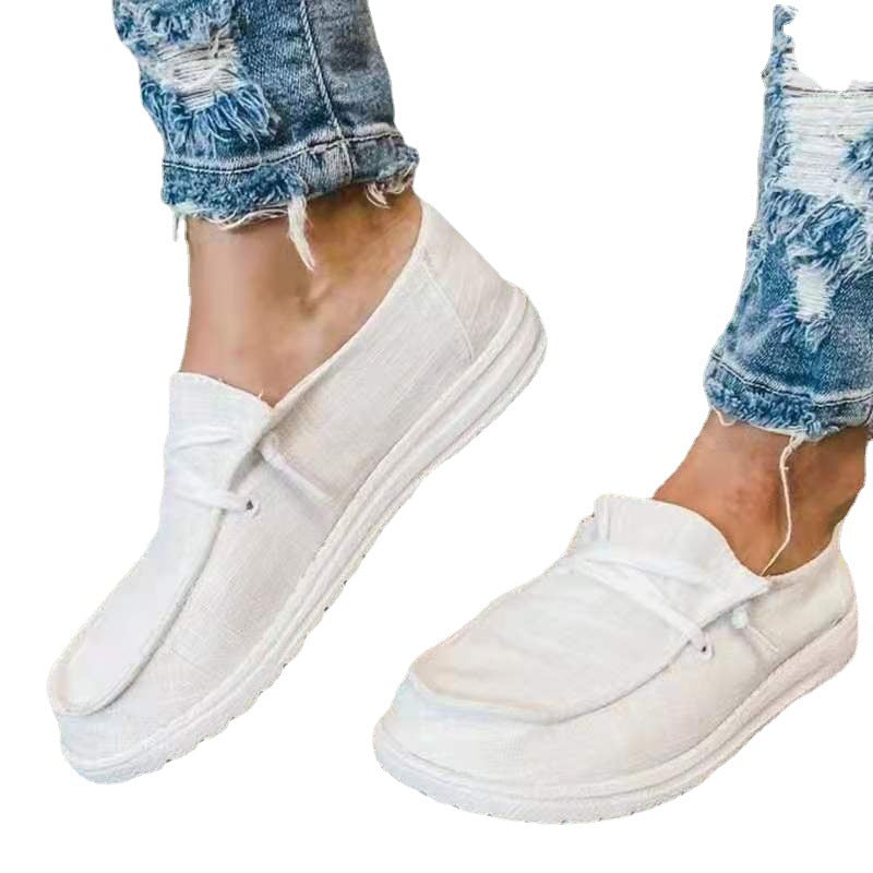 Damen nan Segeltuch-Mokassin-Sneaker mit elastischer Schnürung gepolstertem Komfortfußbett und profilierter Gummisohle Drune
