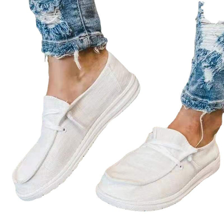 Damen nan Segeltuch-Mokassin-Sneaker mit elastischer Schnürung gepolstertem Komfortfußbett und profilierter Gummisohle Drune