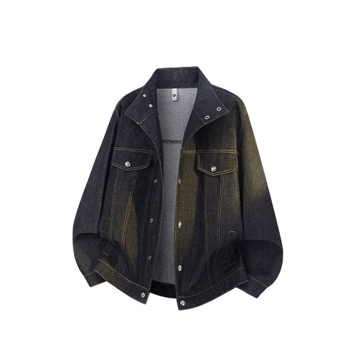 Unisex Oversized Denimjacke mit Vintage-Fade und aufgesetzten Brusttaschen Drune