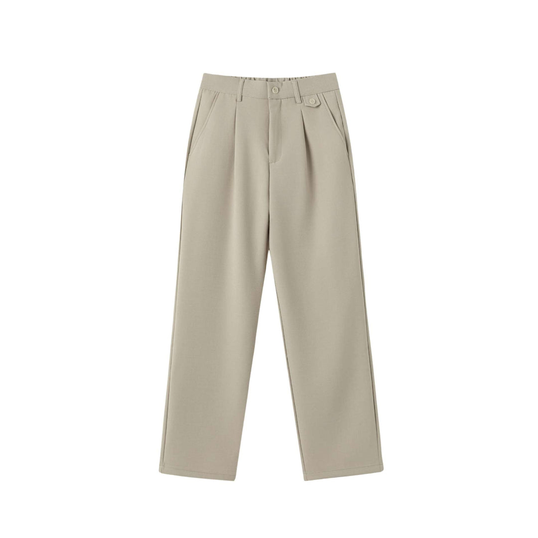 Damen Weite Bundfaltenhose mit hoher Taille und klassischem Bunddetail Drune
