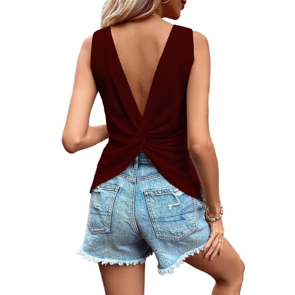 Damen elegantes Rückenausschnitt-Top mit Twisted-Detail Drune