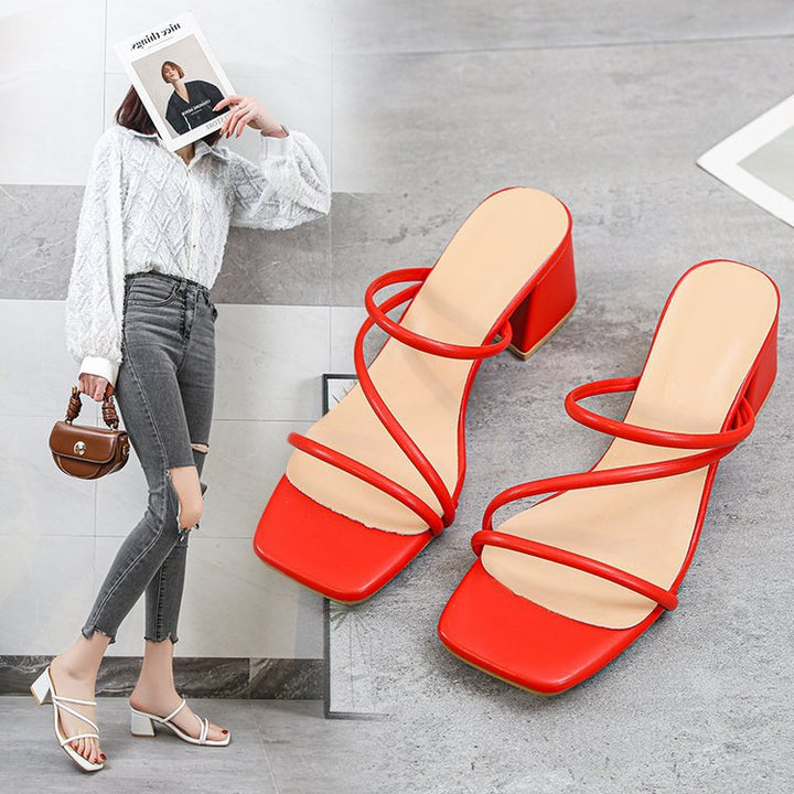 Damen Lounge Sandalen mit elegantem Blockabsatz Drune