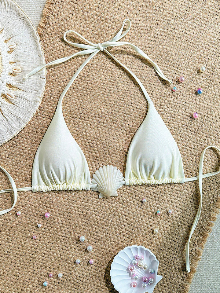 Damen Triangel-Bikini mit Muschel-Applikation und verstellbarem Band Drune