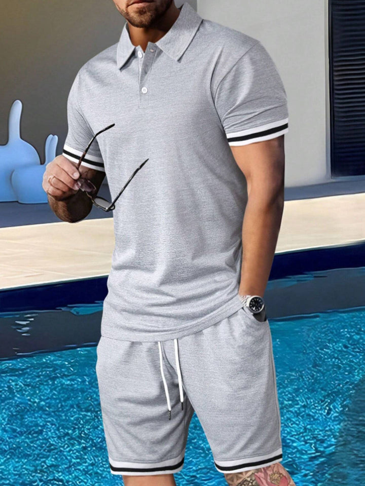 Herren sportliches Polo-Shirt und Shorts Set mit modernem Schnitt Drune