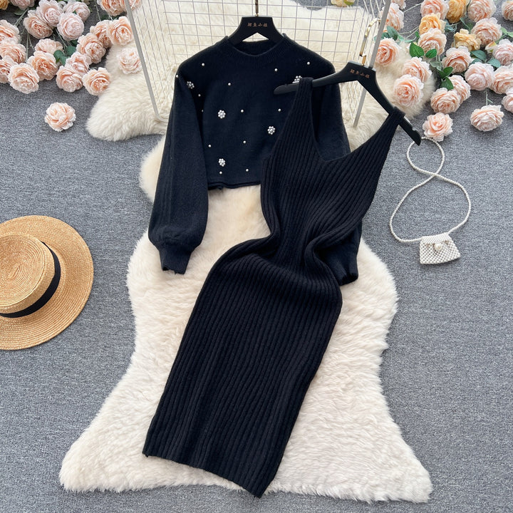 Damen Strickkleid mit elegantem V-Ausschnitt Drune