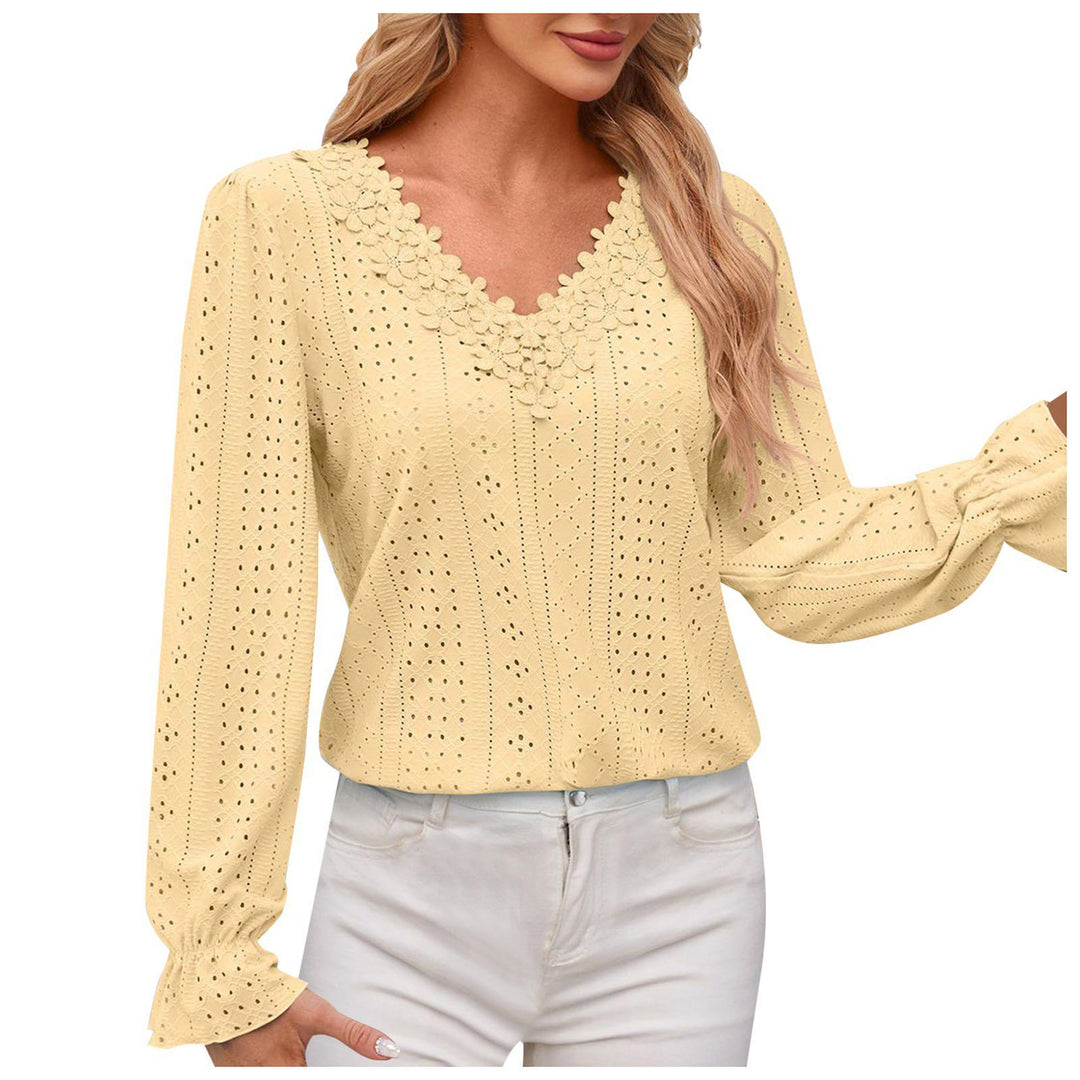 Damen Bluse mit dekorativem Spitzenkragen Drune