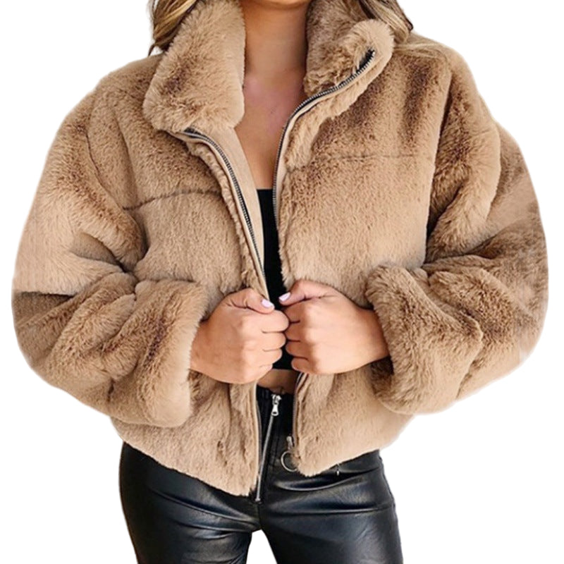 Drune | Damen Oversized Mittelgroße Jacke Kunstfell