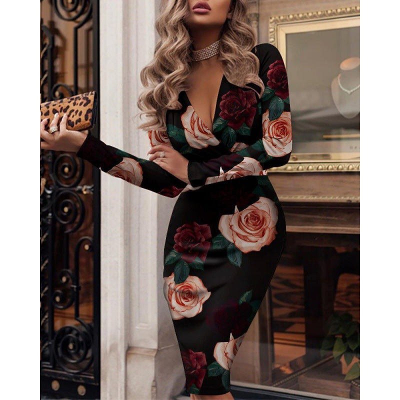 Damen figurbetontes Wickelkleid mit Karo-Muster und tiefem V-Ausschnitt Drune