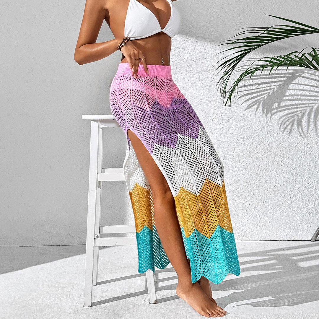 Damen luftiger Häkel-Strandsarong mit geometrischem Muster Drune