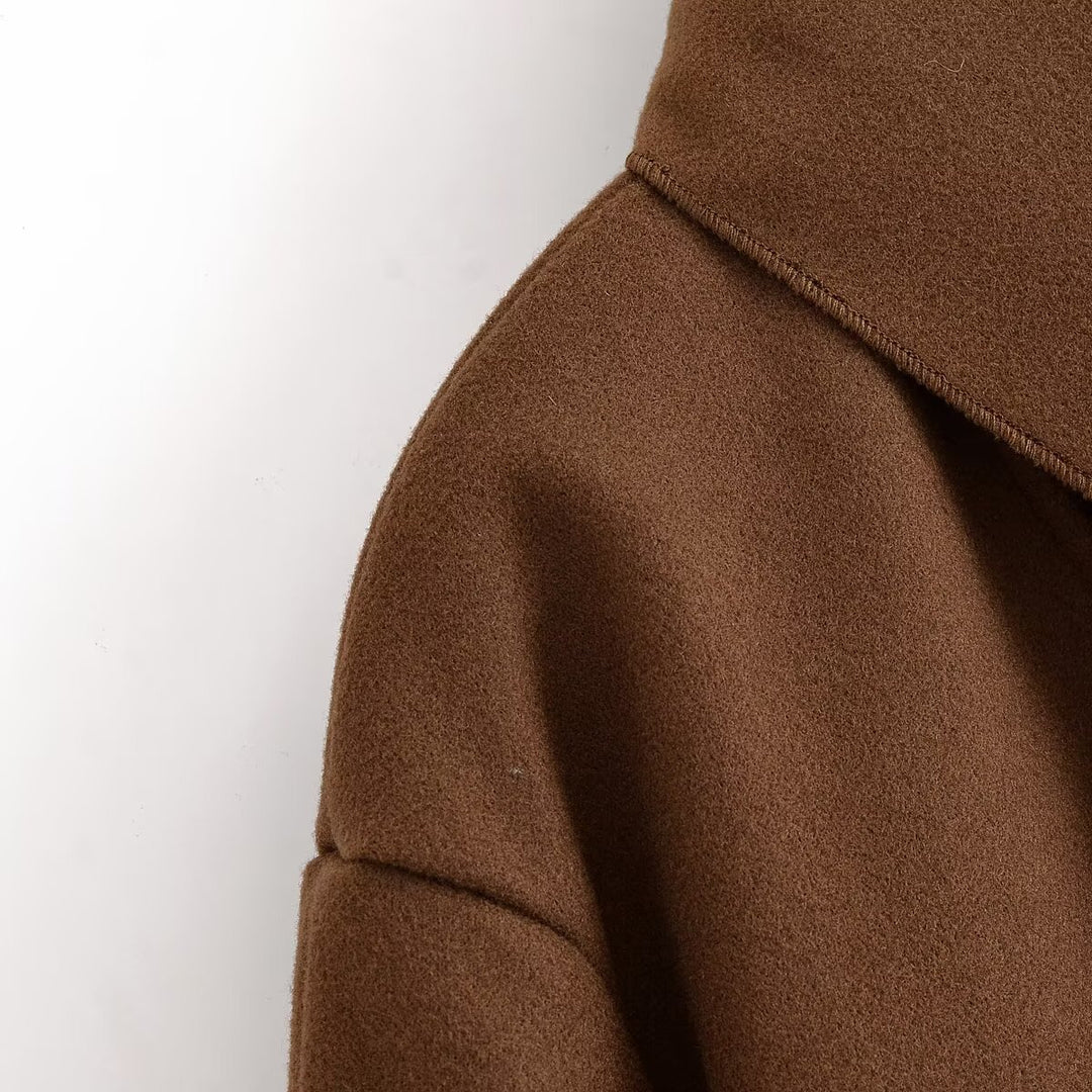 Damen elegante kurz geschnittene Jacke mit großem Kragen Drune