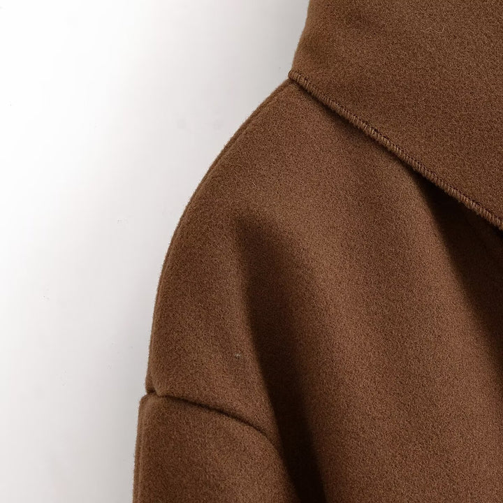 Damen elegante kurz geschnittene Jacke mit großem Kragen Drune