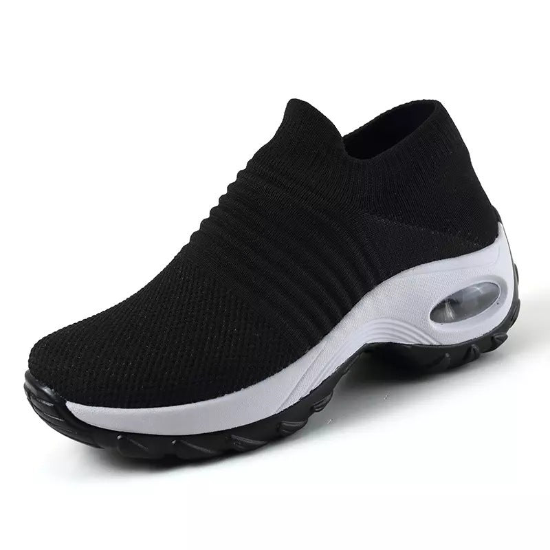 Damen Slip-On Strick-Sneaker mit sockenähnlichem Schaft und Luftkissen-Plateausohle Drune