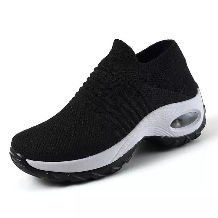 Damen Slip-On Strick-Sneaker mit sockenähnlichem Schaft und Luftkissen-Plateausohle Drune