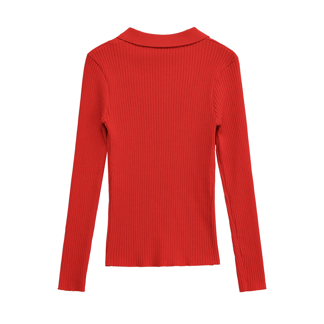 Damen Langarmshirt mit V-Ausschnitt und dekorativen Taschen Drune