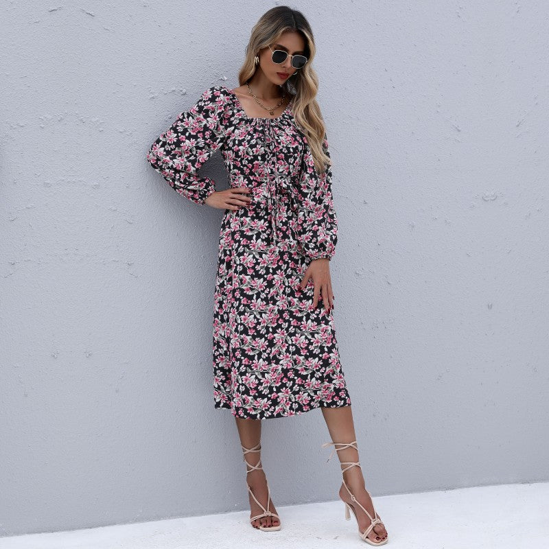 Damen Floral Maxikleid mit Rüschendetails Drune