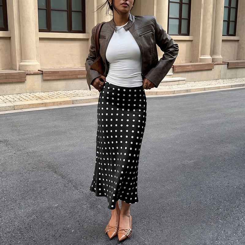 Damen Elegante Maxirock mit Punkten Drune