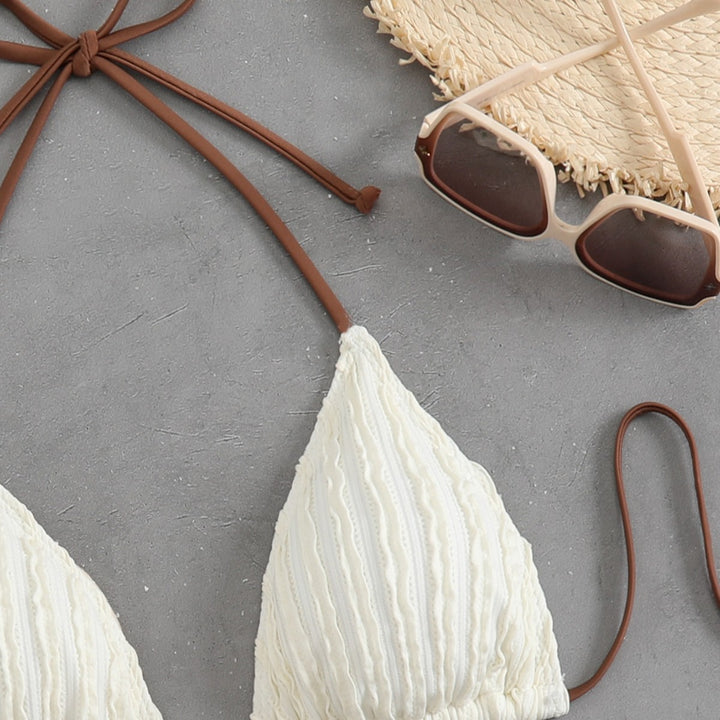 Damen Triangel-Bikini mit feiner Rippstruktur und eleganten Bindebändern Drune