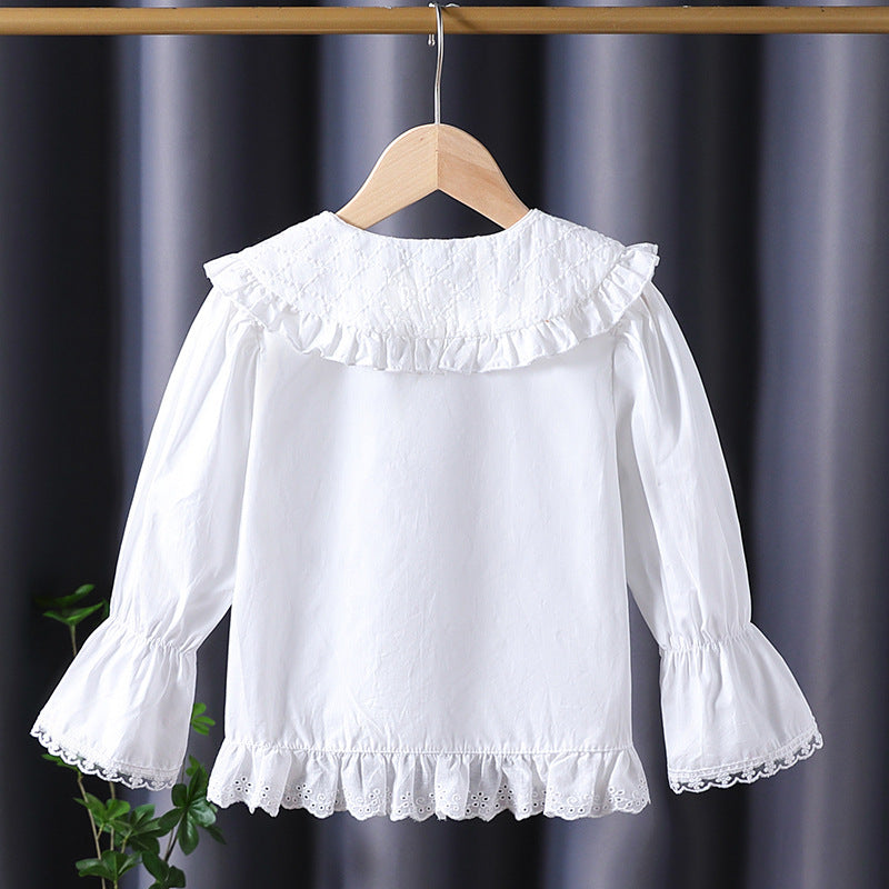 Damen Bluse mit nostalgischem Kragen und Rüschendetails Drune