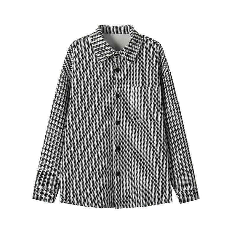 Herren Texturierte Overshirt‑Hemdjacke aus Strick mit Kentkragen Drune