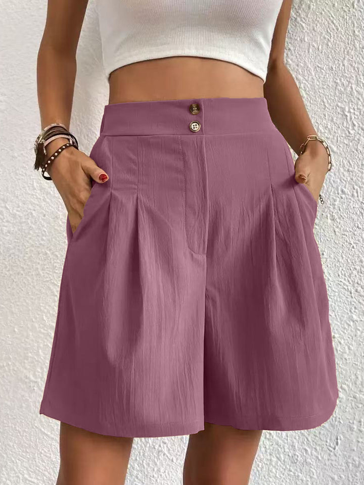 Damen modische weite Shorts mit Bundfalten Drune