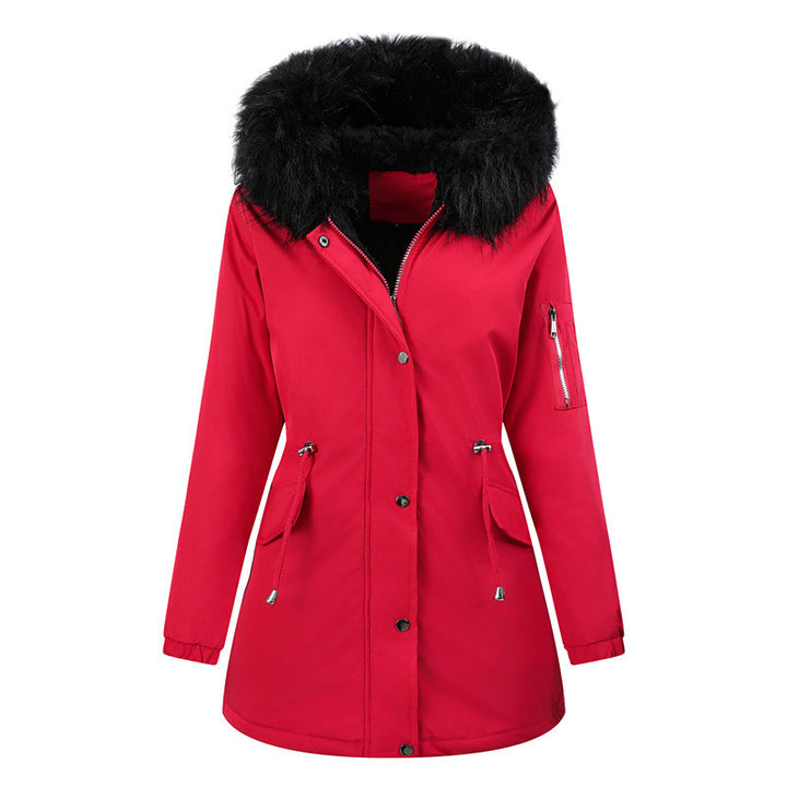 Damen Winterparka mit abnehmbarer Kunstfellkapuze und taillierender Kordelzug Drune