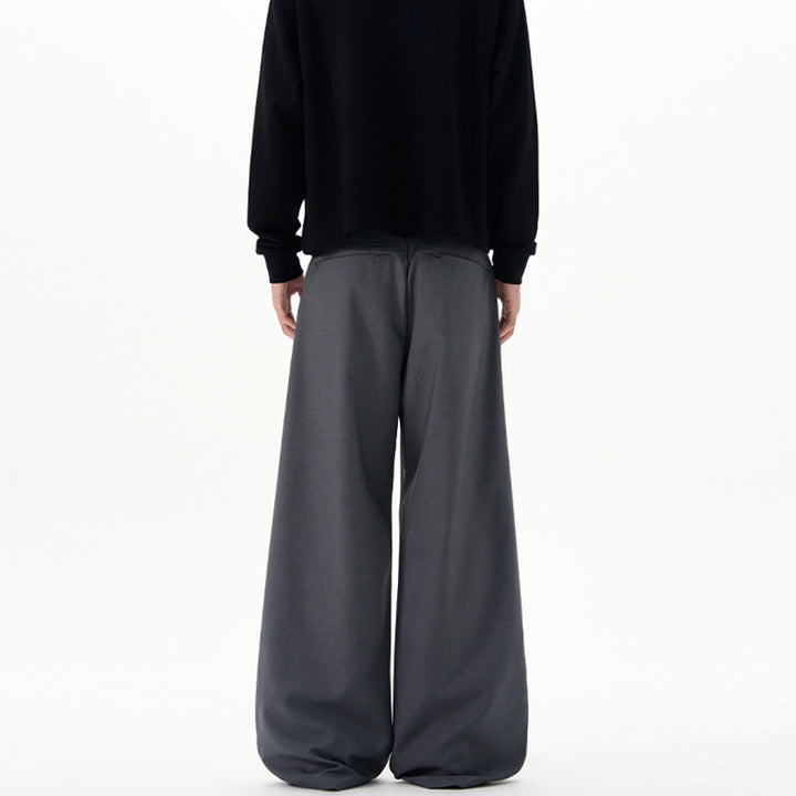 Herren Ultraweite Bügelfalten-Hose mit tiefem Schritt und fließender Twill-Qualität Drune