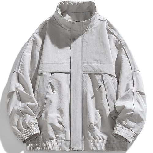Herren urbaner Oversized Utility-Jacke mit versteckter Reißverschlussblende und elastischem Saum Drune