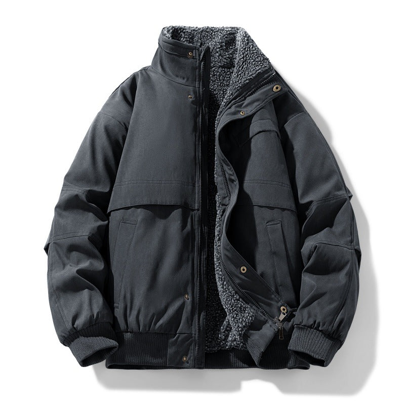 Herren gefütterte Winterjacke mit Teddyfutter, winddichter Außenhülle und bomber-inspirierter Passform Drune