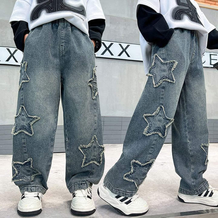 Damen Baggy-Jeans mit Sternenapplikationen Drune