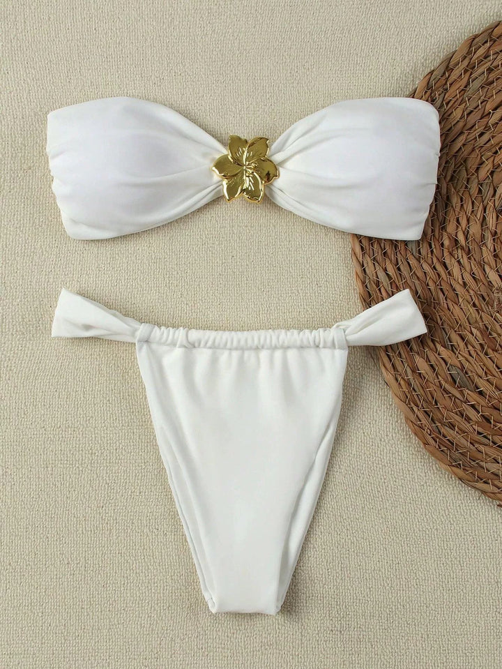 Damen Bandeau-Bikini mit elegantem Verschluss und modischem Design Drune