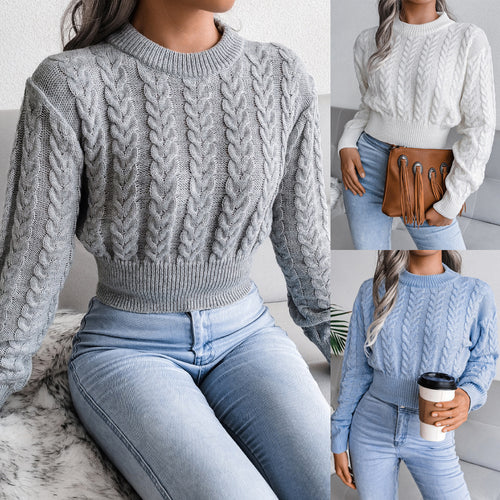 Damen kuscheliger Strickpullover mit detaillierter Zopfmusterung und tailliertem Schnitt Drune