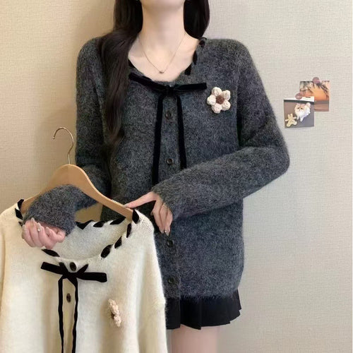 Damen Kuscheliger Cardigan mit modischem Kragen und Knopfdetails Drune