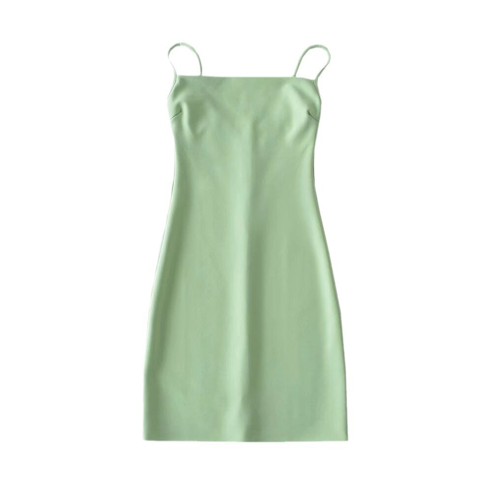 Damen elegantes Spaghettiträger-Kleid Drune