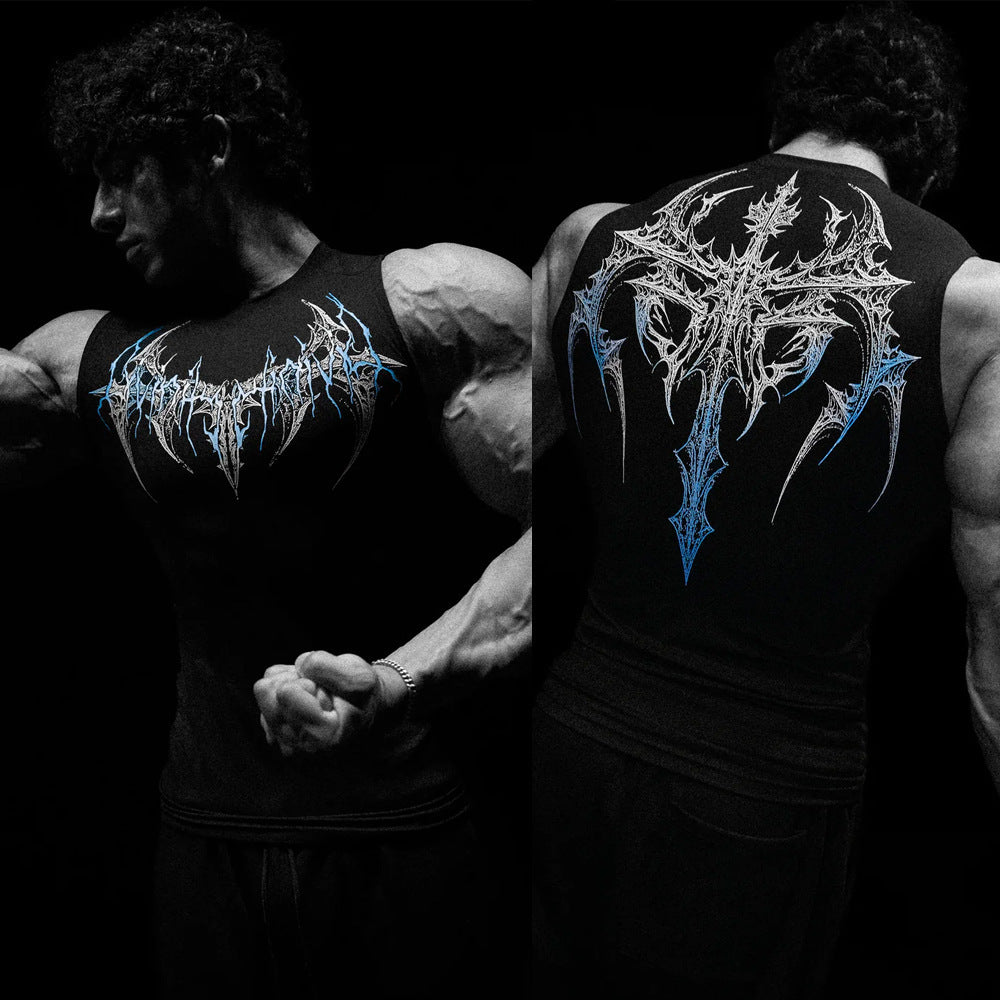 Herren nan figurbetontes Trainings-Tanktop mit tiefen Armausschnitten und filigranem Rückendruck Drune