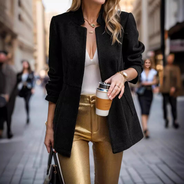 Damen eleganter Blazer mit Wabenstruktur und tailliertem Schnitt Drune