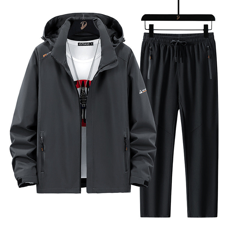 Herren Tragbare Outdoor-Jacke mit sportlichen Jogginghosen Drune