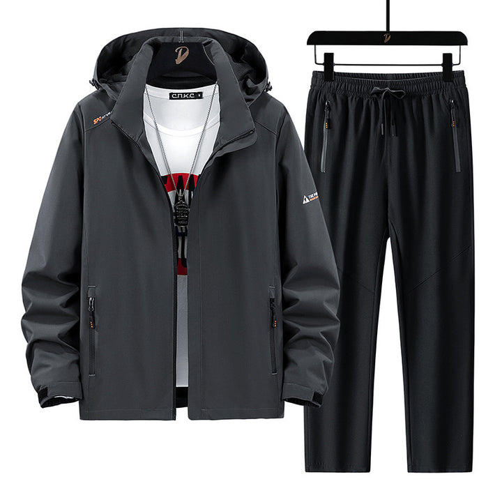 Herren Tragbare Outdoor-Jacke mit sportlichen Jogginghosen Drune