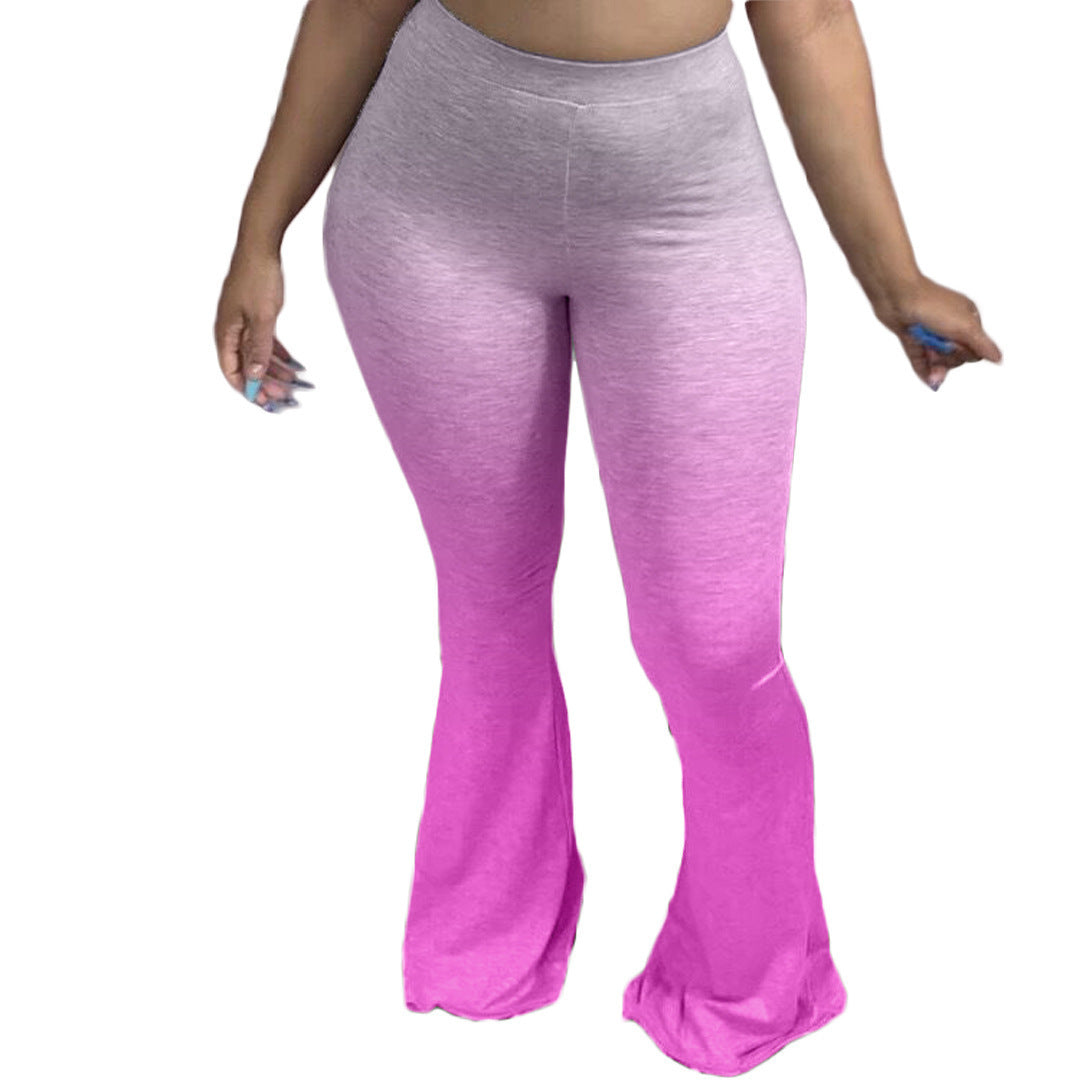 Damen Sportliche Flared Leggings mit Farbverlauf Drune