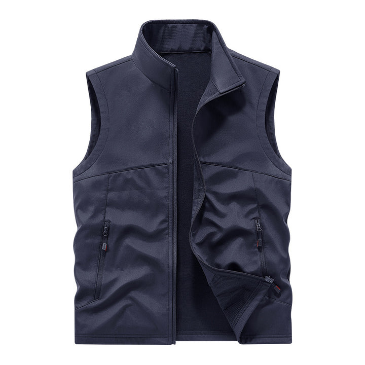 Herren atmungsaktive Softshell-Outdoorweste mit hochschließendem Stehkragen und fleecegefütterter Innenseite Drune