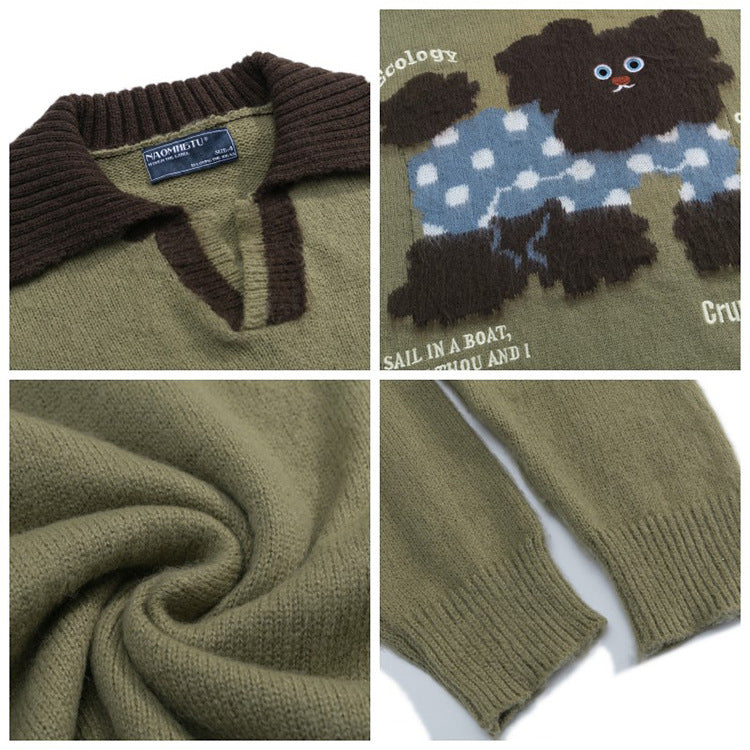 Damen Modischer Grobstrickpullover mit Tiermotiv Drune